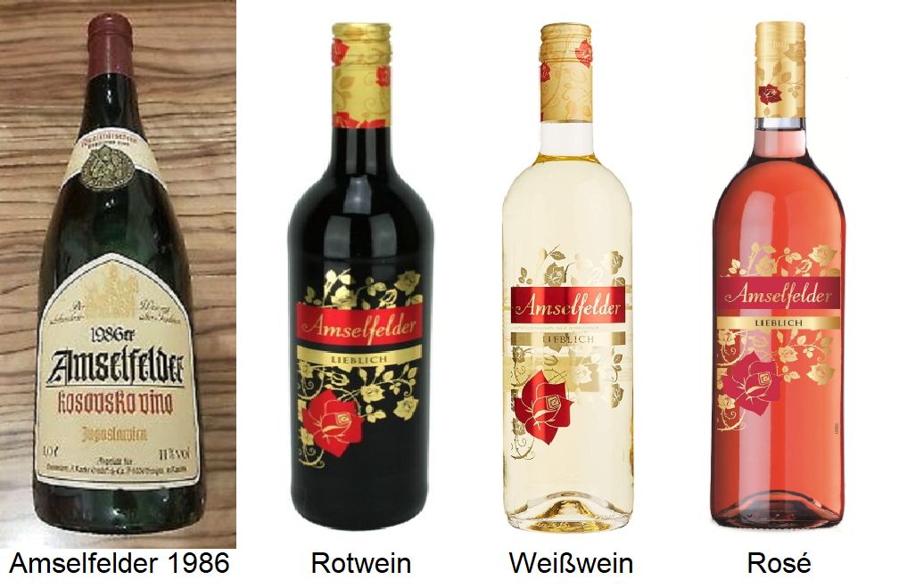 Amselfelder - Flaschen - Jg. 1986, Rotwein, Weißwein und Rosé