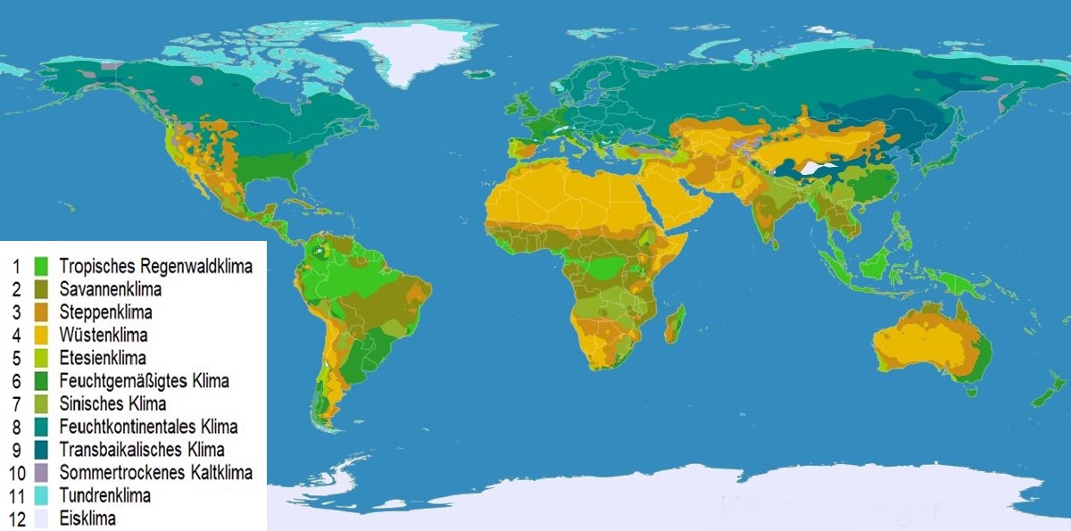 Kliam - Weltkarte - Klimazonen