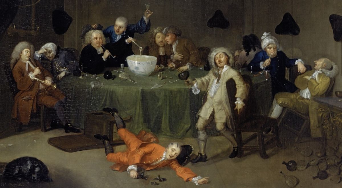 Rausch - Dipinto di William Hogarth - Banchetto notturno