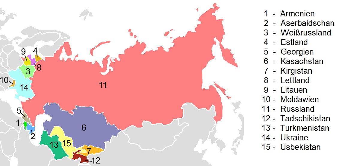 UdSSR - Karte mit allen Teilstaaten